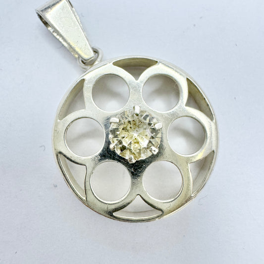 Salovaara, Finland Vintage Sterling Silver Rock Crystal Pendant.