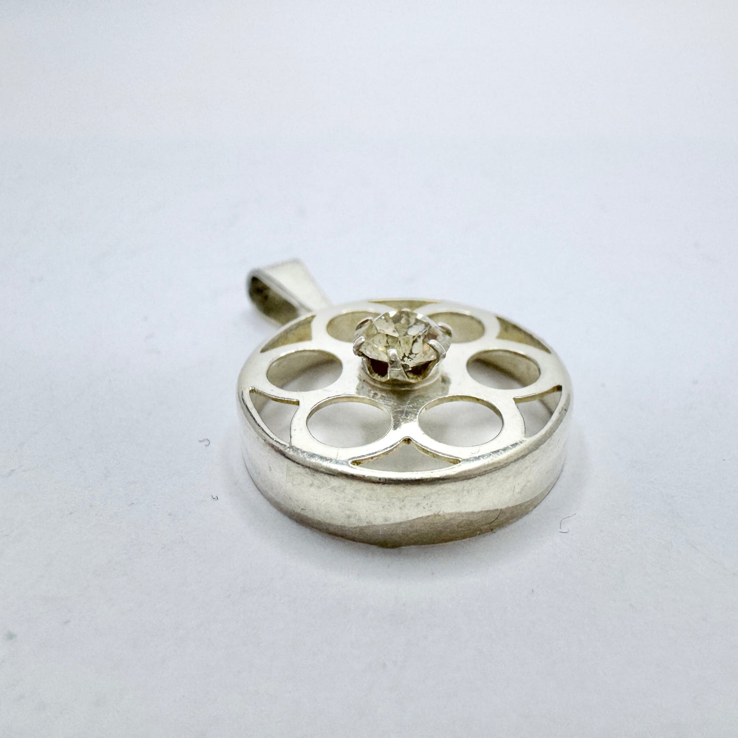 Salovaara, Finland Vintage Sterling Silver Rock Crystal Pendant.