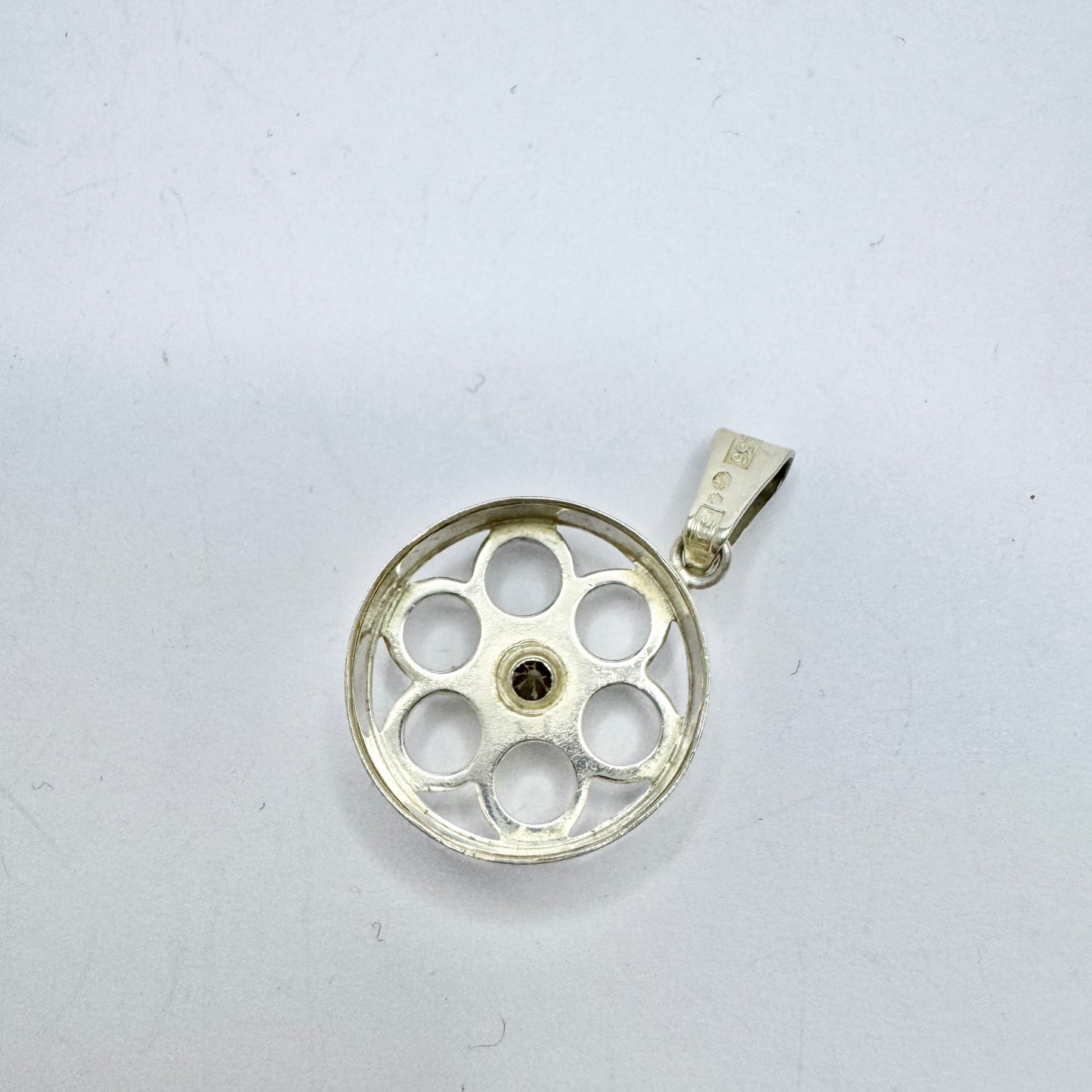 Salovaara, Finland Vintage Sterling Silver Rock Crystal Pendant.