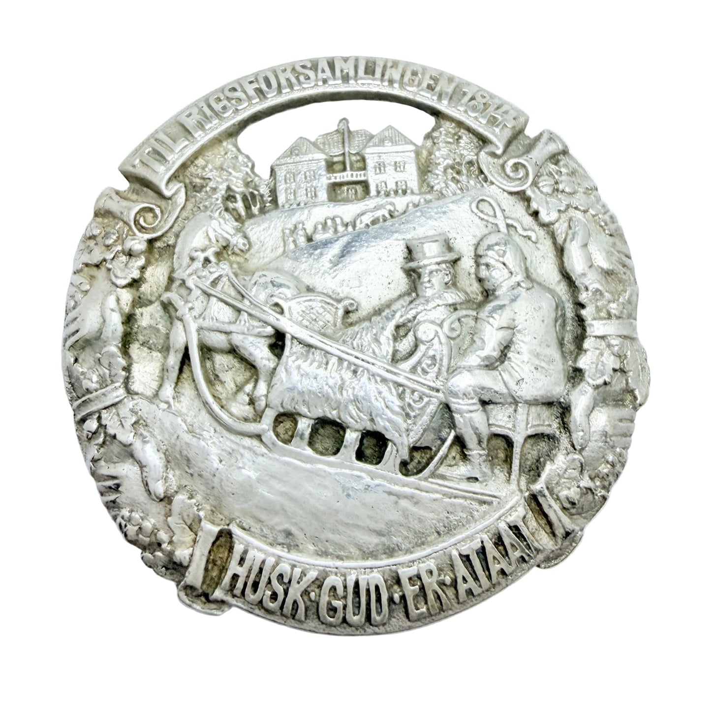 Aksel Holmsen, Norway 1914. Large Antique Solid Silver Brooch.
