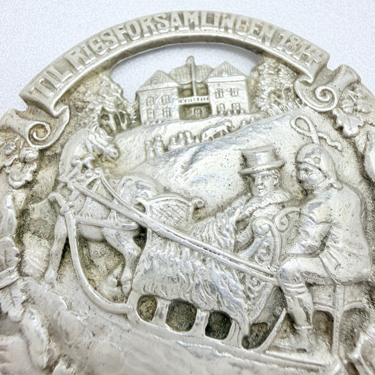 Aksel Holmsen, Norway 1914. Large Antique Solid Silver Brooch.