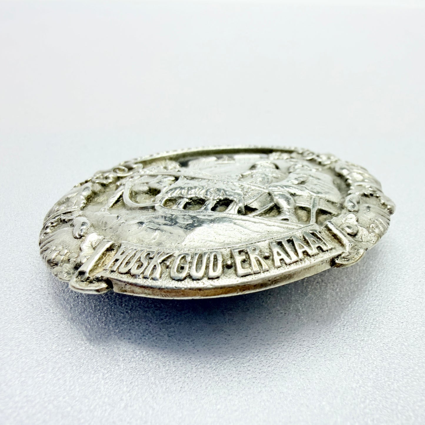 Aksel Holmsen, Norway 1914. Large Antique Solid Silver Brooch.