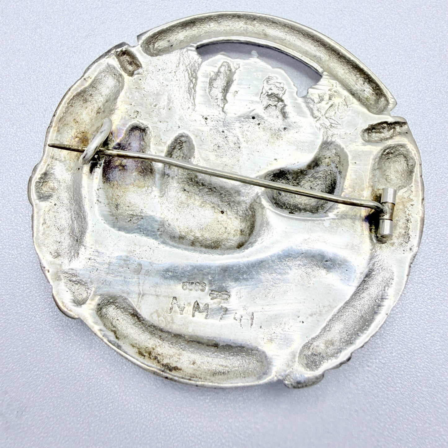 Aksel Holmsen, Norway 1914. Large Antique Solid Silver Brooch.