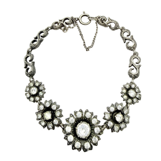 Vintage 1930-40s Solid Silver Foil Back Paste Bracelet.