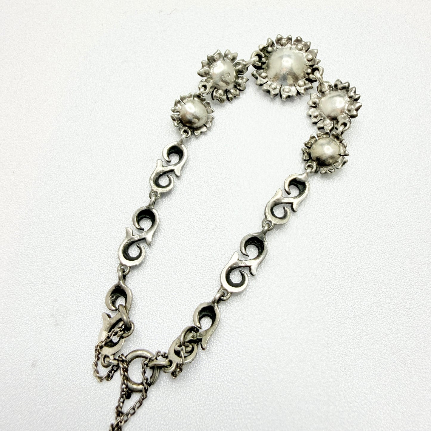 Vintage 1930-40s Solid Silver Foil Back Paste Bracelet.