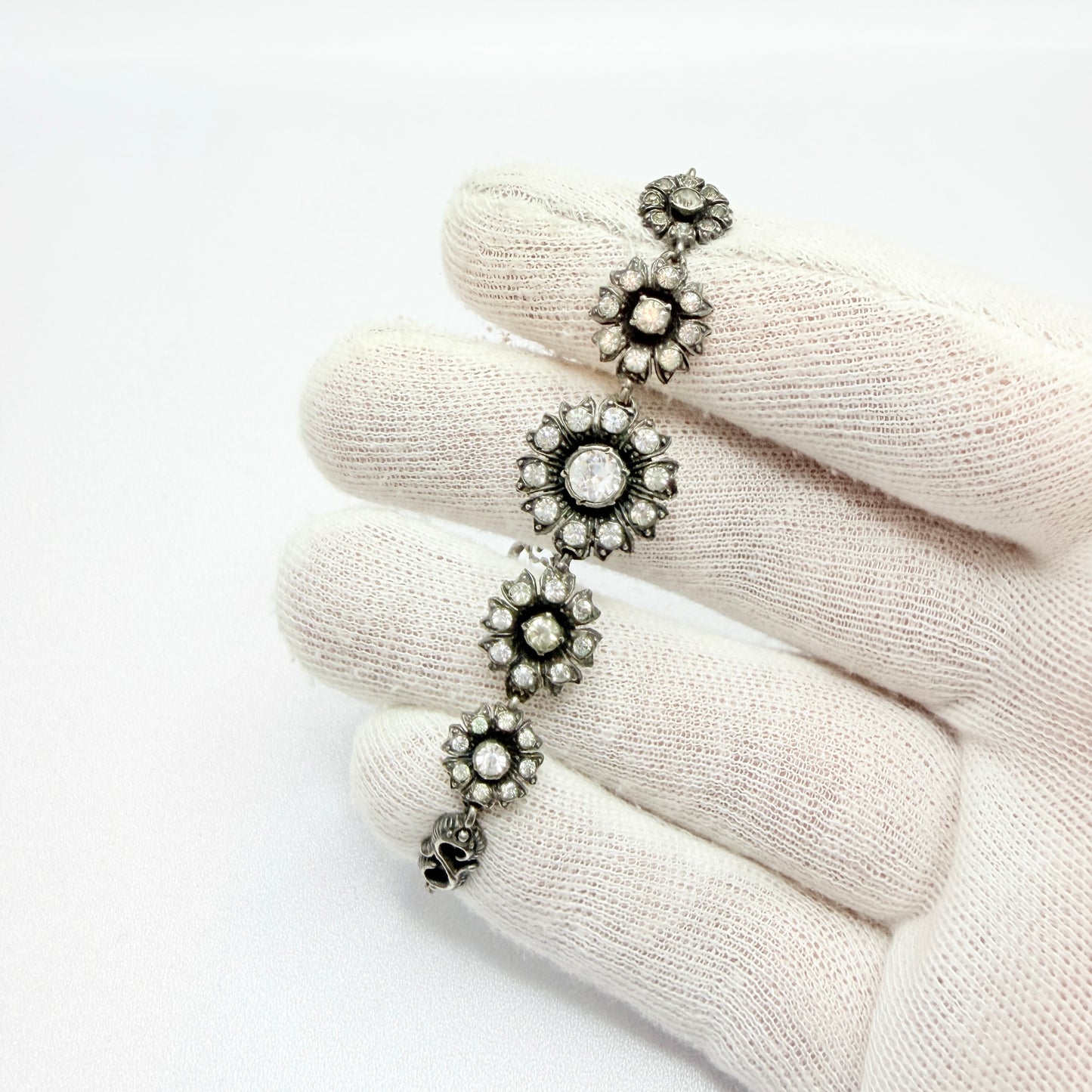 Vintage 1930-40s Solid Silver Foil Back Paste Bracelet.