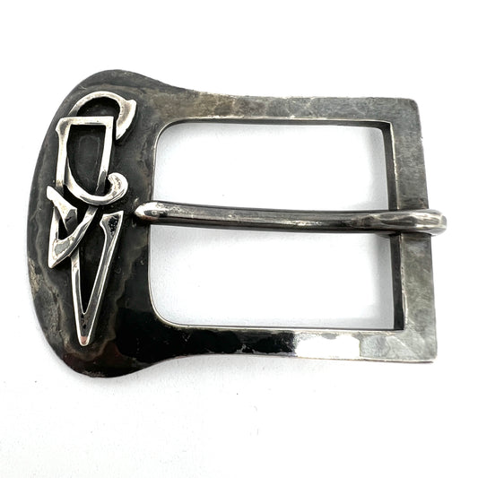 Matthias William Hanck. Park Ridge IL, USA. Antique Arts and Crafts Sterling Silver Buckle.