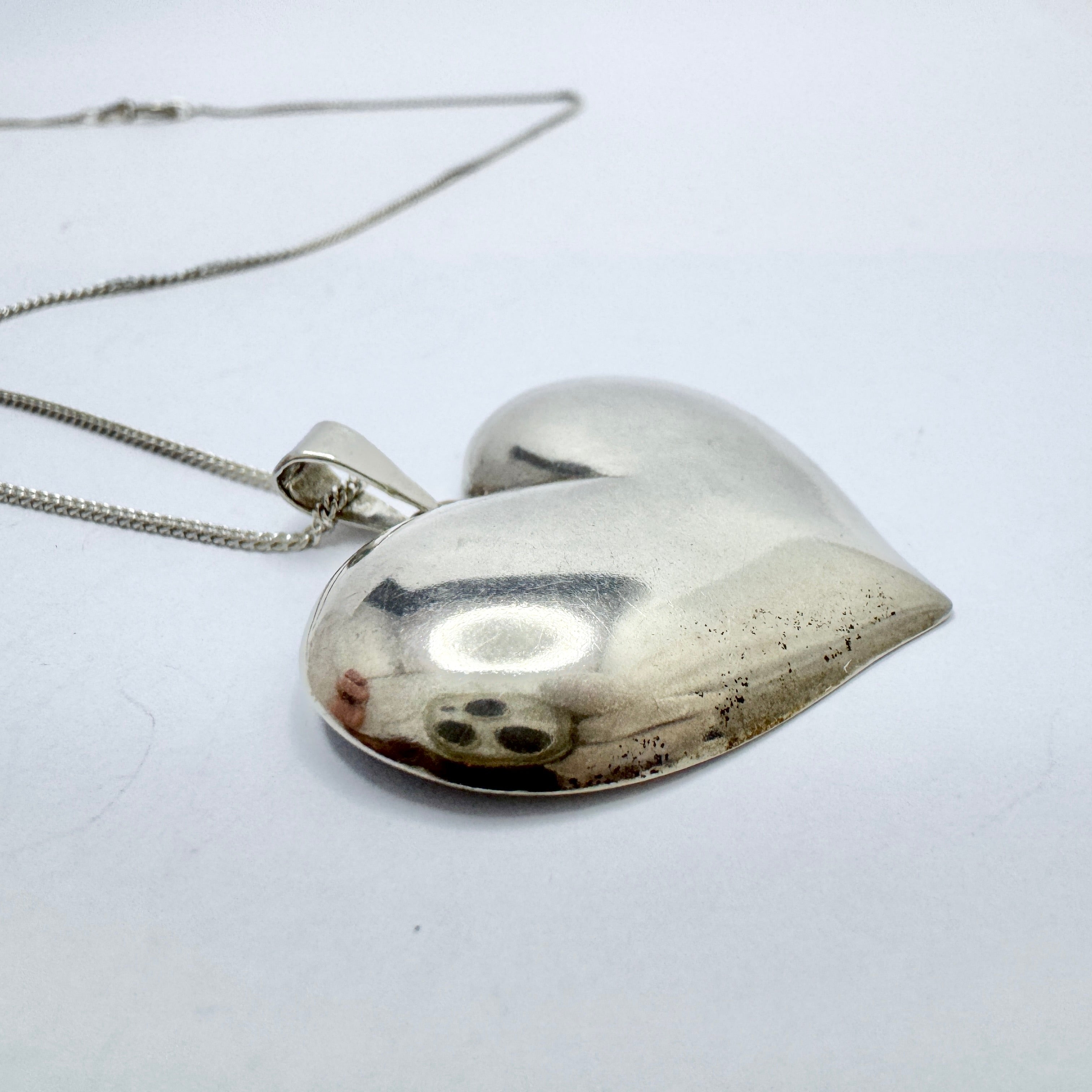 Victor Janson, Sweden 1974. Vintage Sterling Silver Heart Pendant