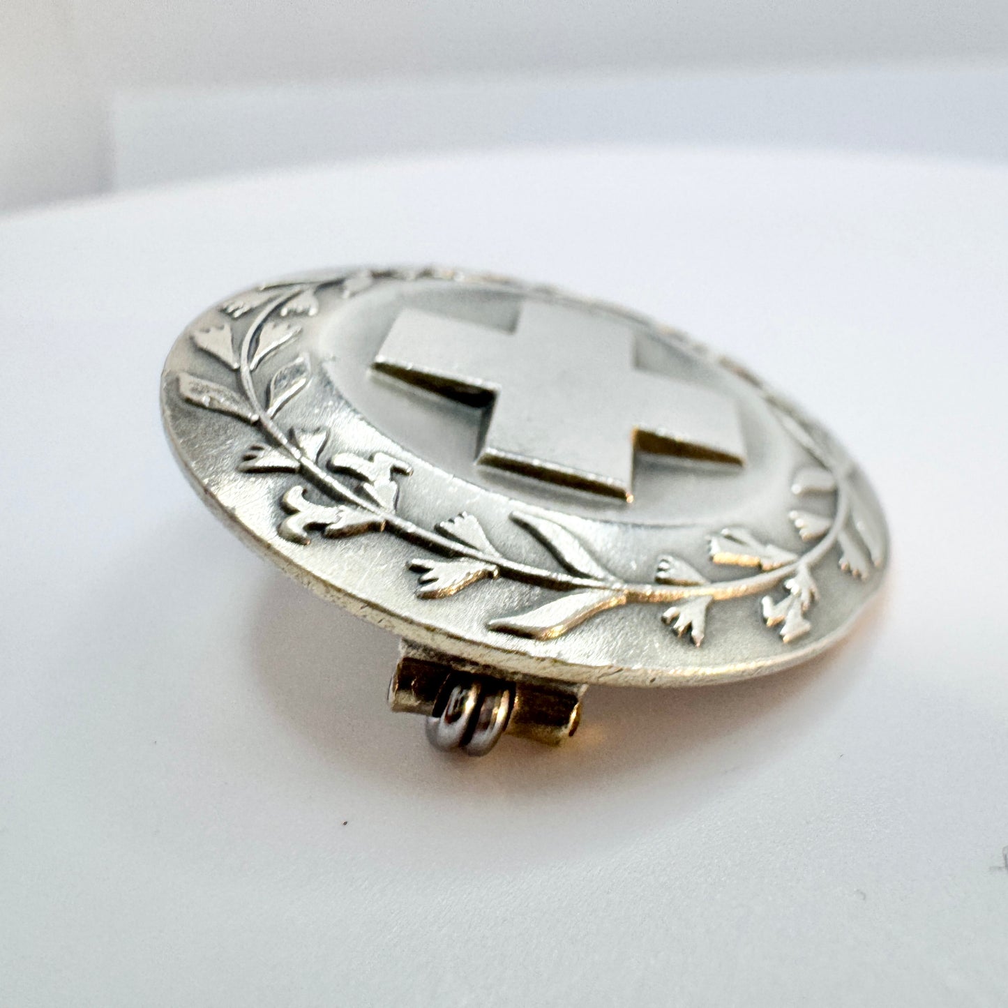 Sporrong, Sweden 1967. Vintage Sterling Silver Nurse Badge Brooch.