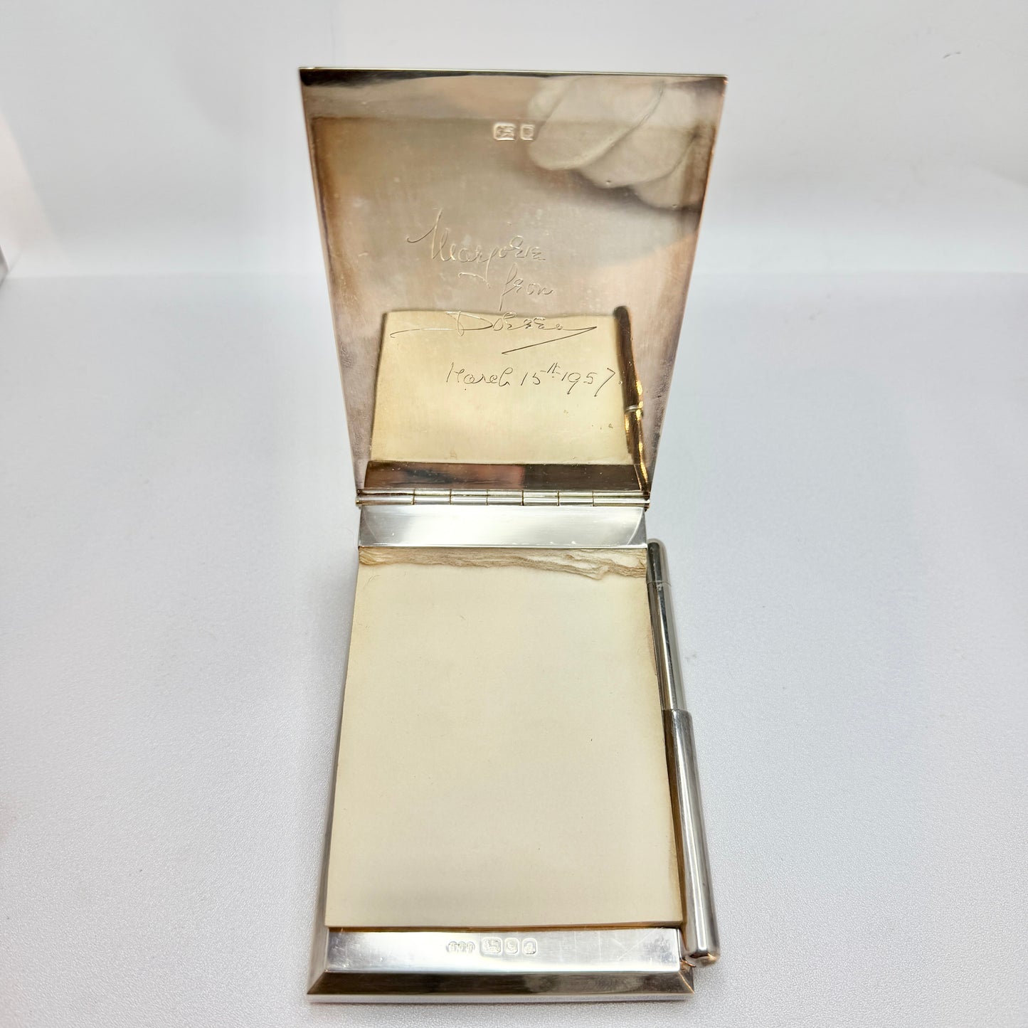 Gerald Benney. Vintage Sterling Silver Desk Notepad. Provenance: Marjorie Merriweather Post, Mar-a-Lago, Florida.