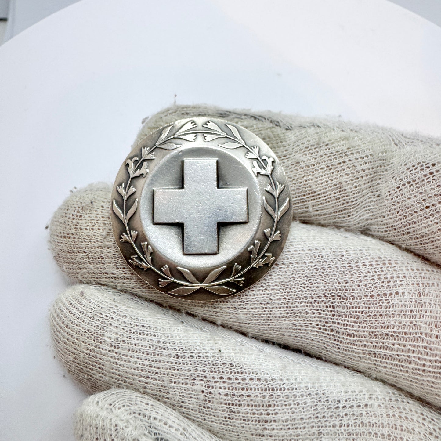 Sporrong, Sweden 1967. Vintage Sterling Silver Nurse Badge Brooch.