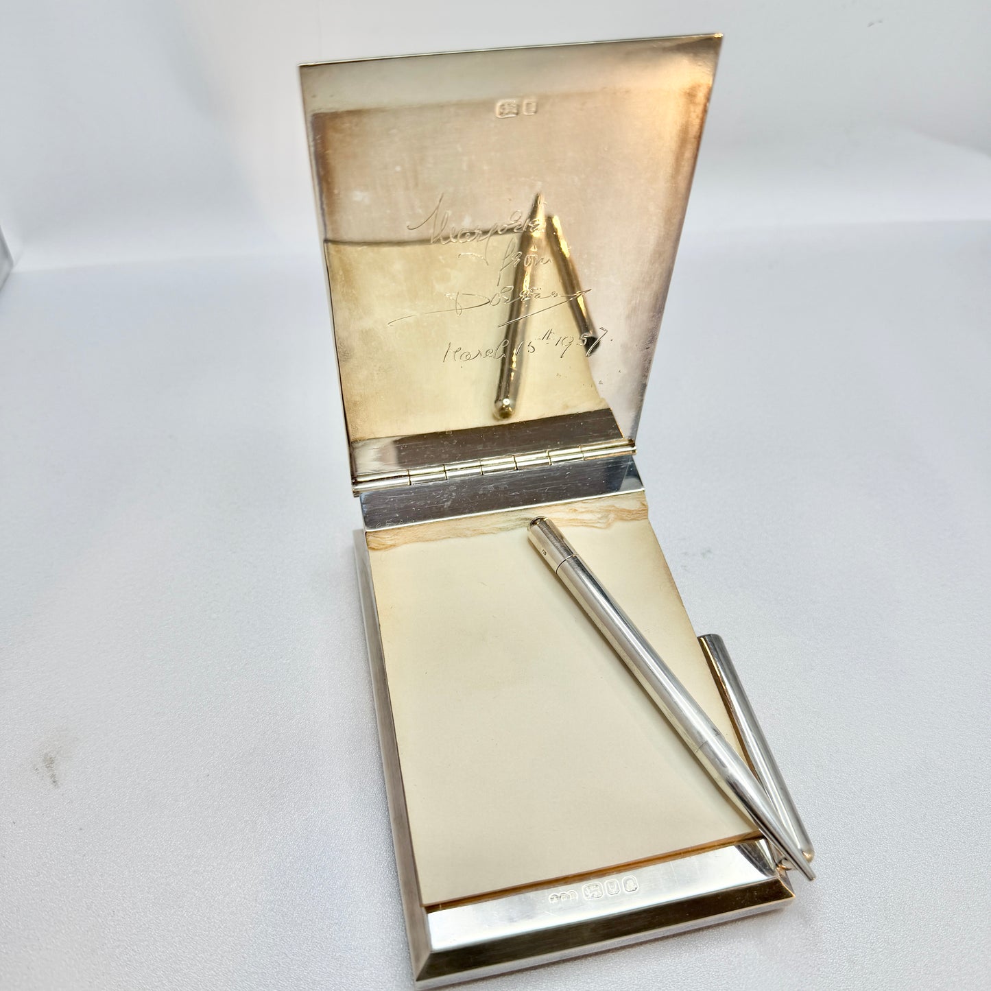 Gerald Benney. Vintage Sterling Silver Desk Notepad. Provenance: Marjorie Merriweather Post, Mar-a-Lago, Florida.