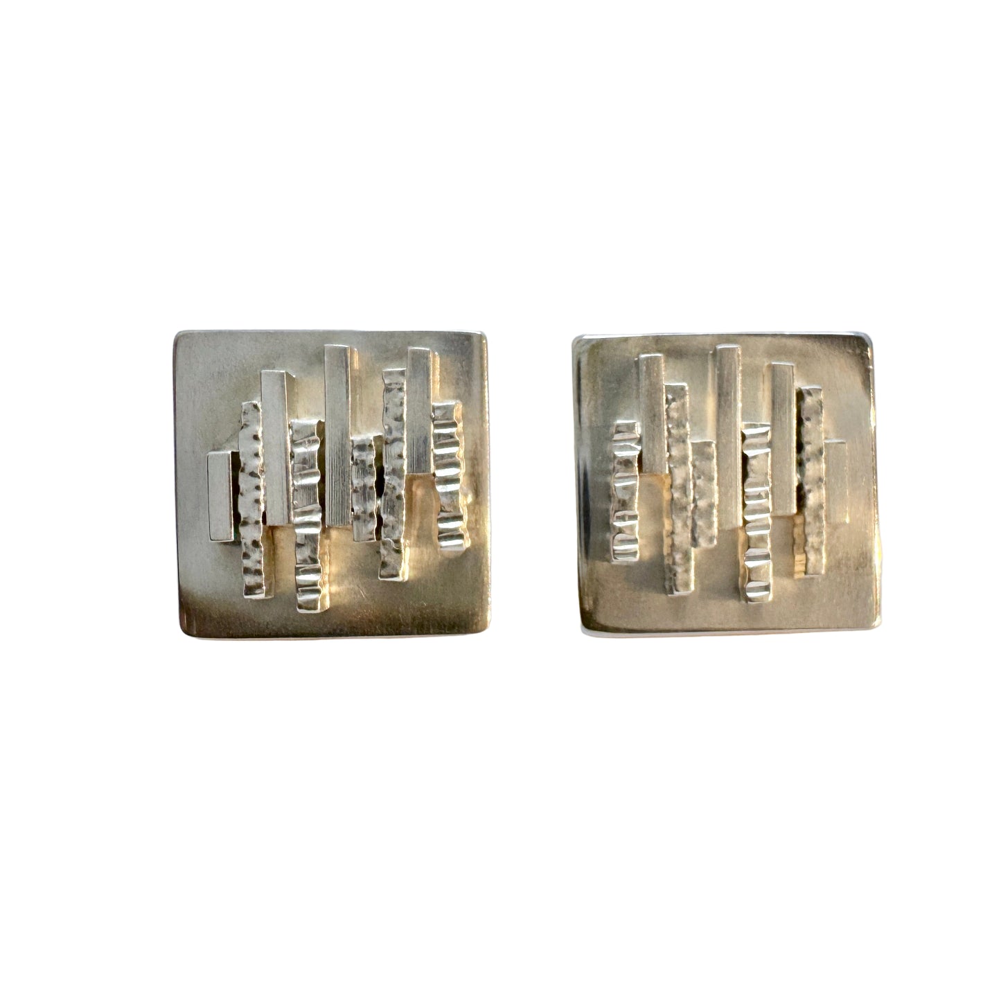 Claes E Giertta, Sweden 1966. Bold Modernist Vintage Sterling Silver Cufflinks. Boxed.