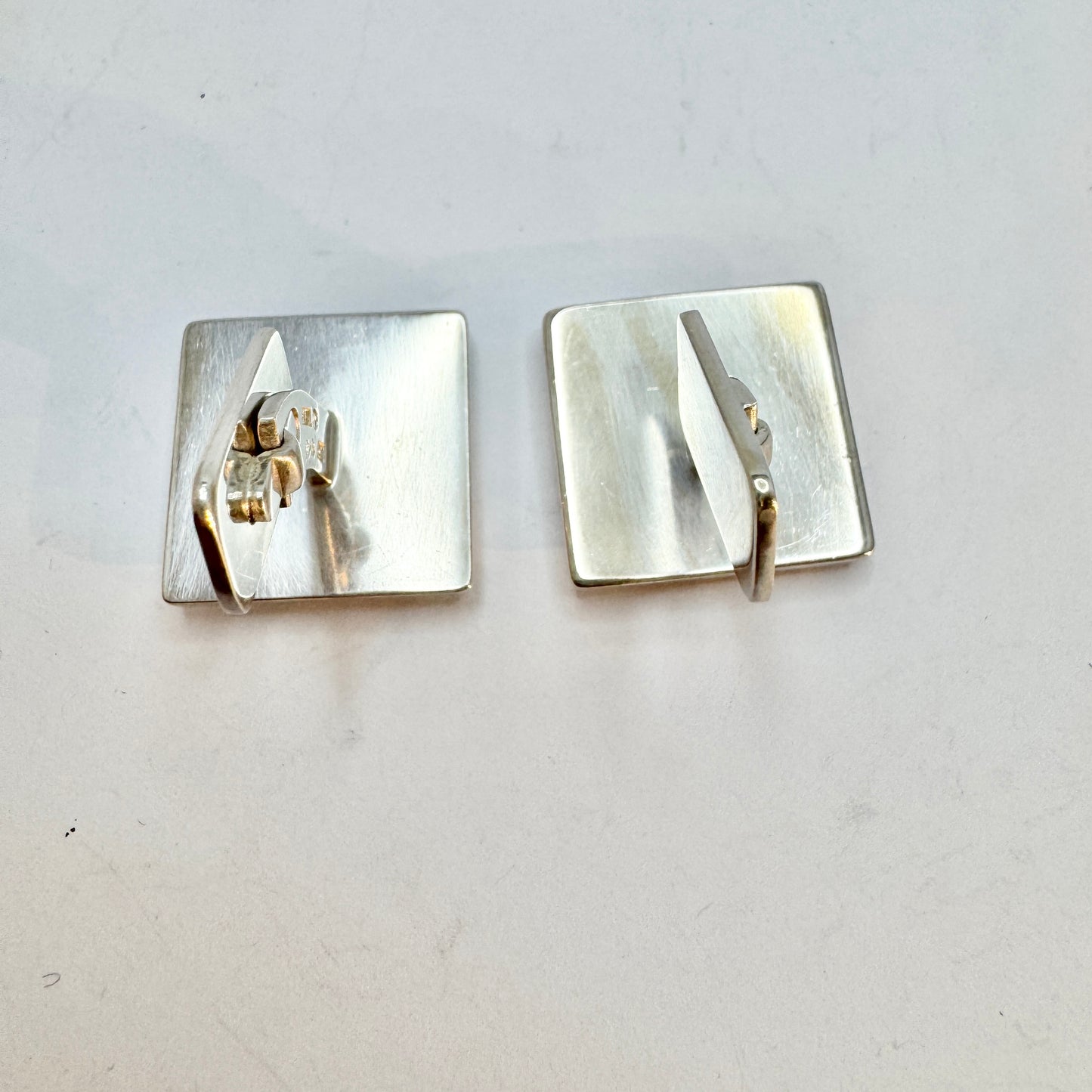 Claes E Giertta, Sweden 1966. Bold Modernist Vintage Sterling Silver Cufflinks. Boxed.