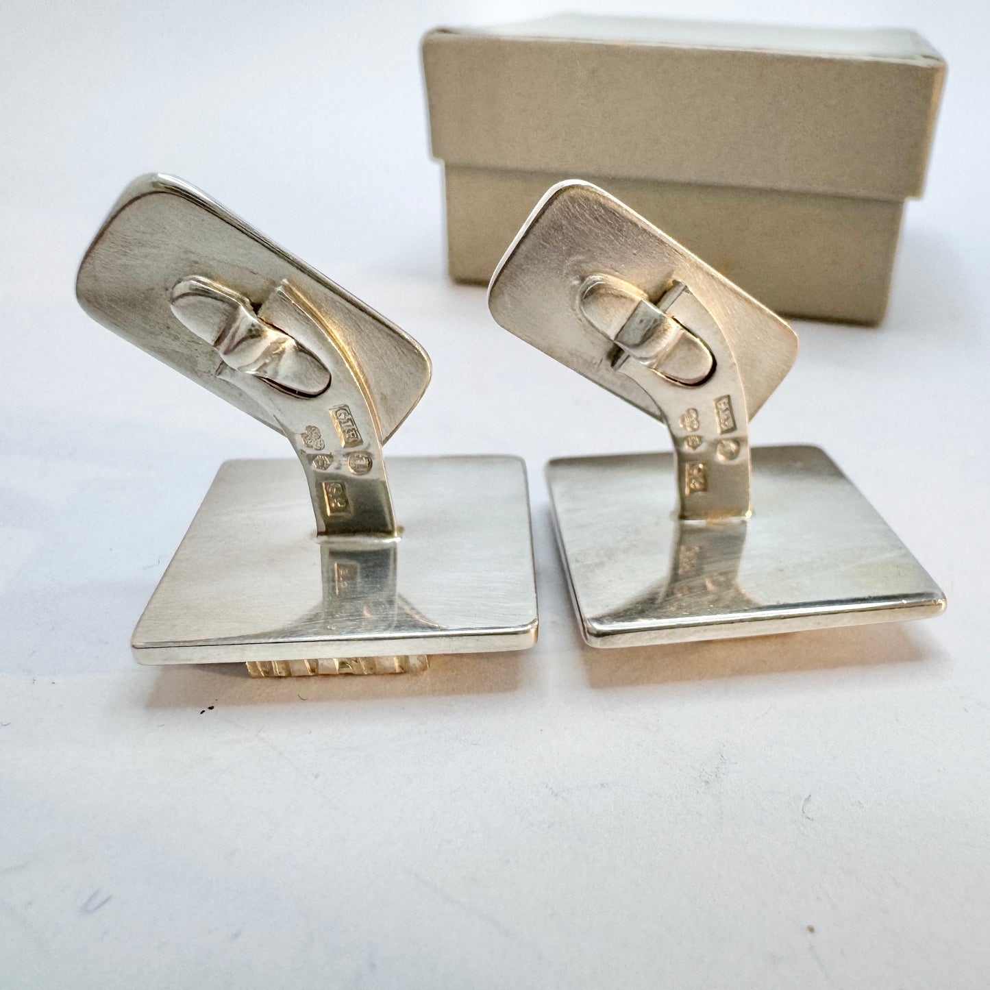 Claes E Giertta, Sweden 1966. Bold Modernist Vintage Sterling Silver Cufflinks. Boxed.
