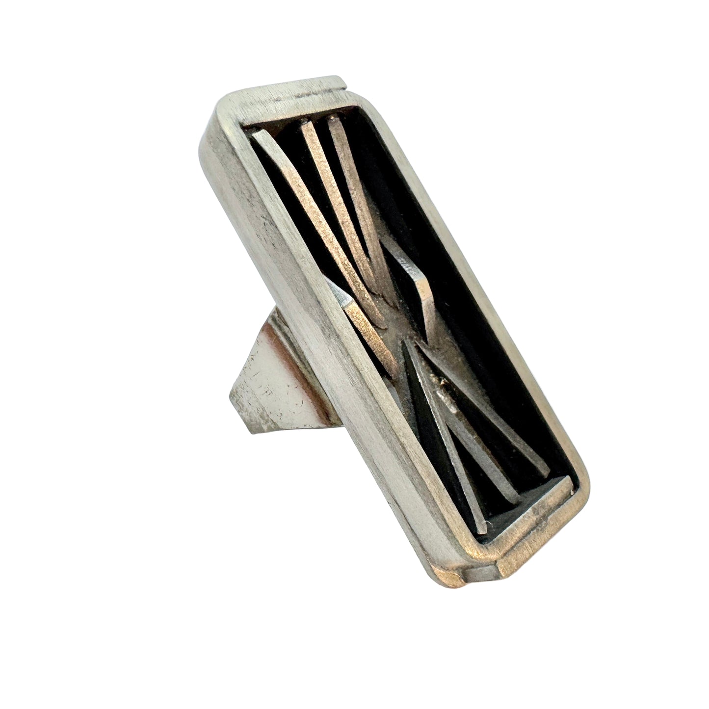 Bold Vintage 1970s Pewter Brutalist Ring.