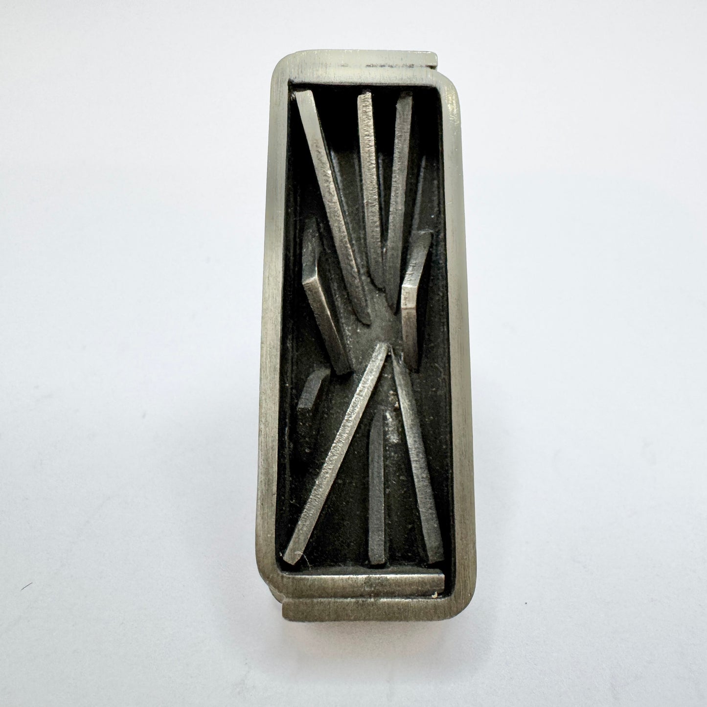 Bold Vintage 1970s Pewter Brutalist Ring.