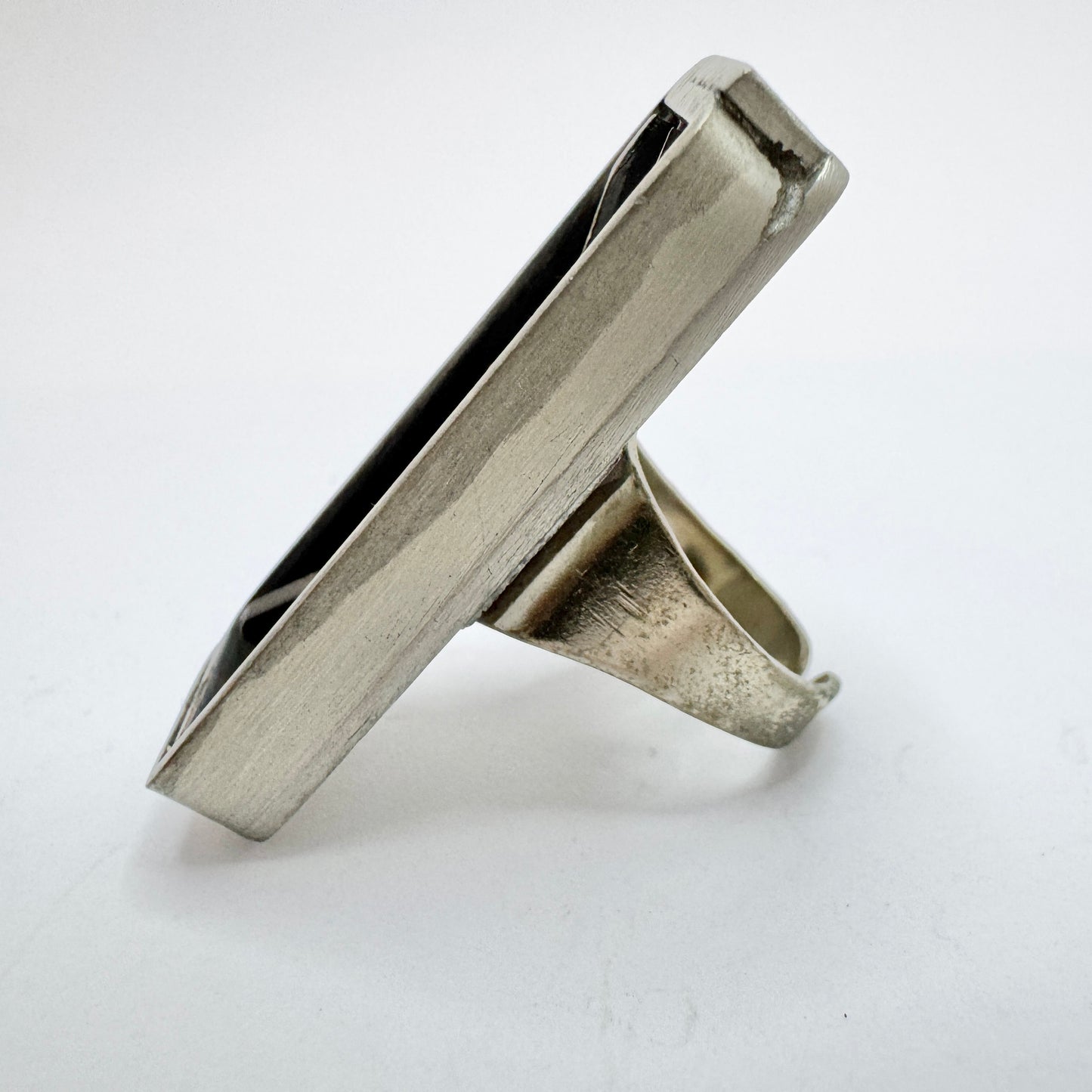 Bold Vintage 1970s Pewter Brutalist Ring.
