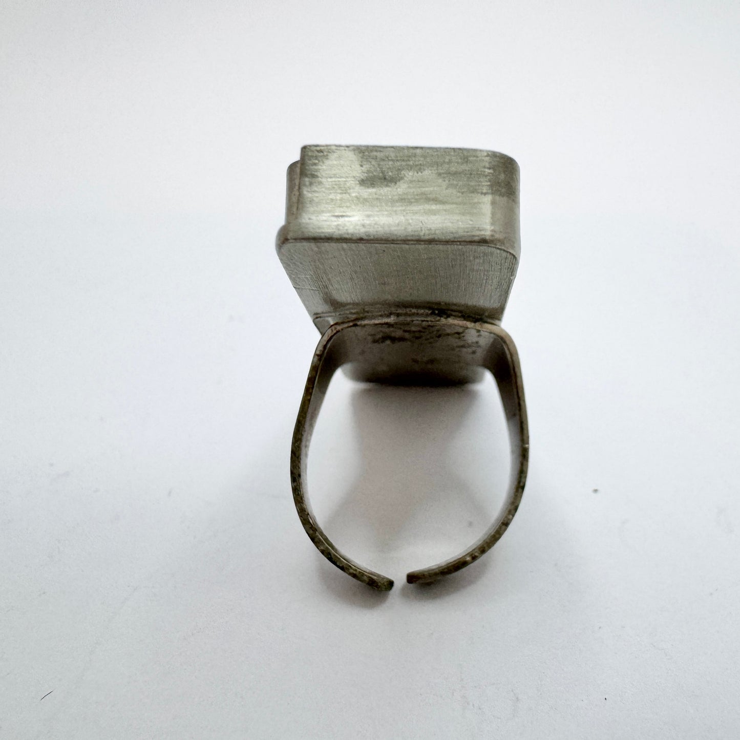 Bold Vintage 1970s Pewter Brutalist Ring.