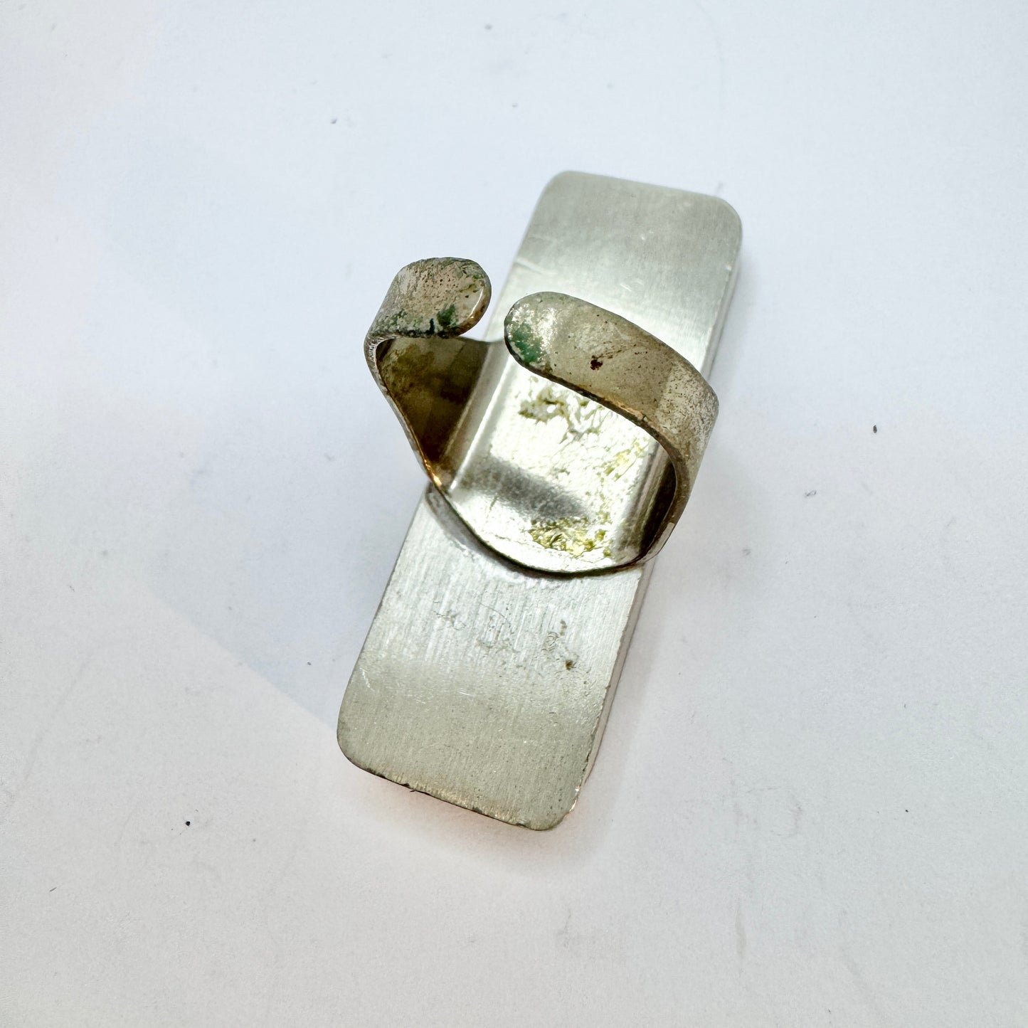 Bold Vintage 1970s Pewter Brutalist Ring.
