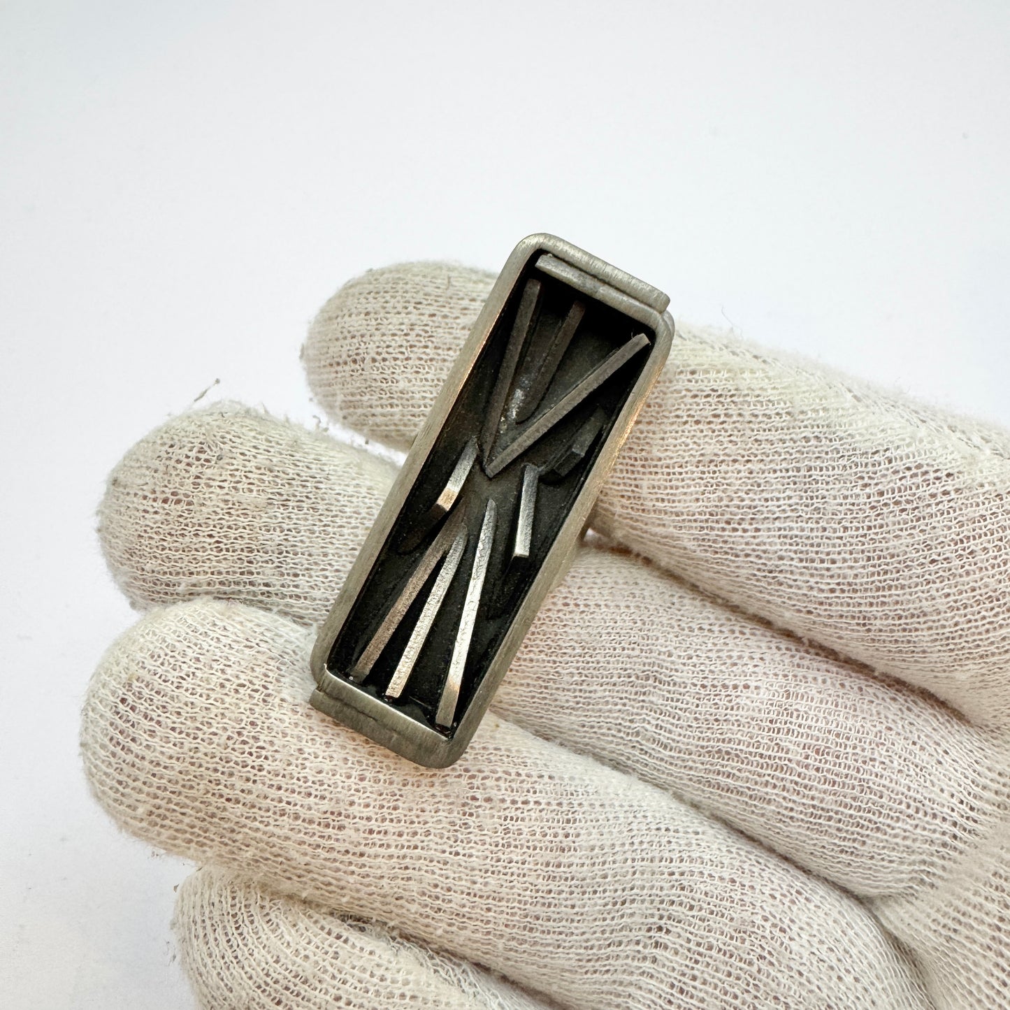 Bold Vintage 1970s Pewter Brutalist Ring.