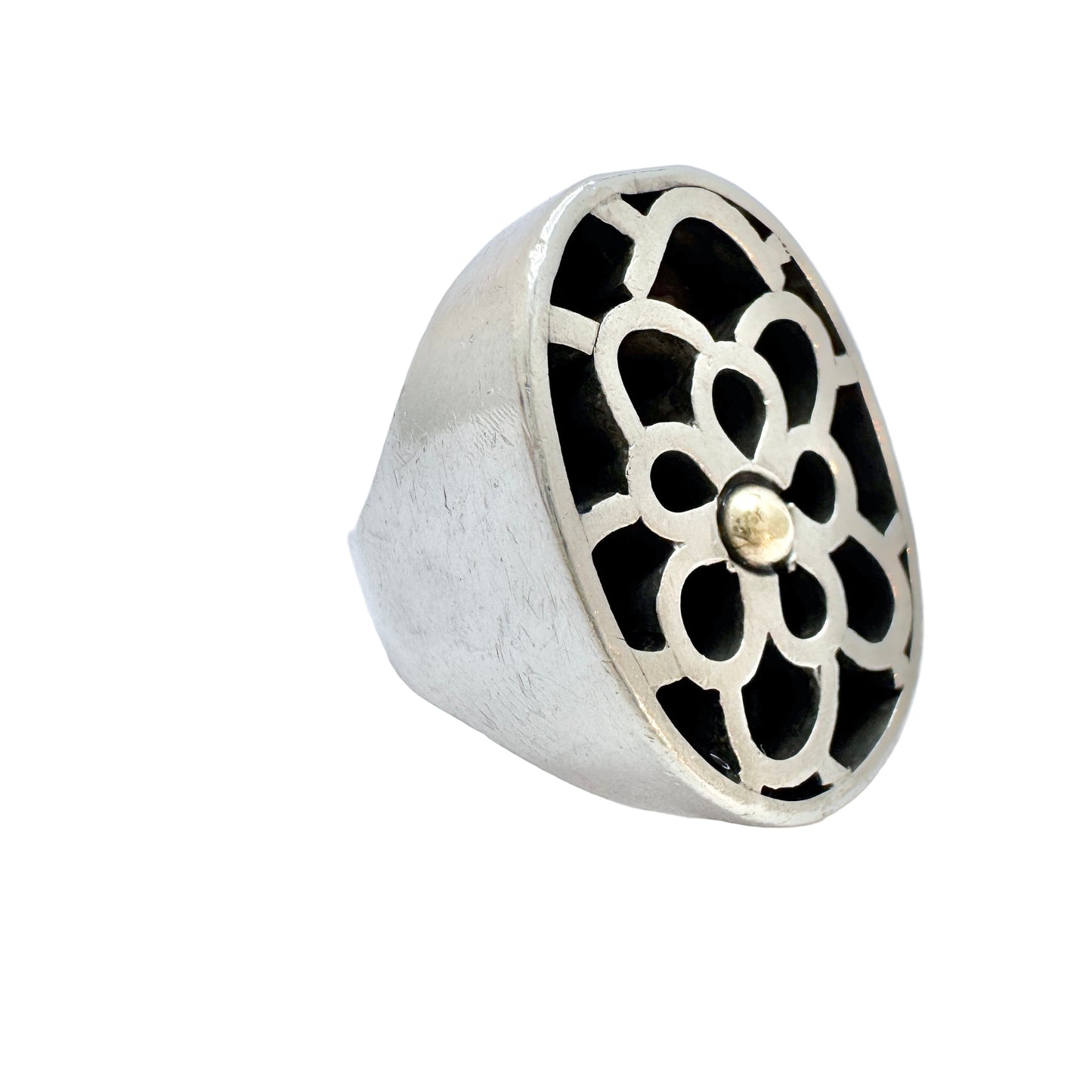 Ulla Holm for KI Johansson, Sweden 1976. Chunky Sterling Silver Ring. Signed.