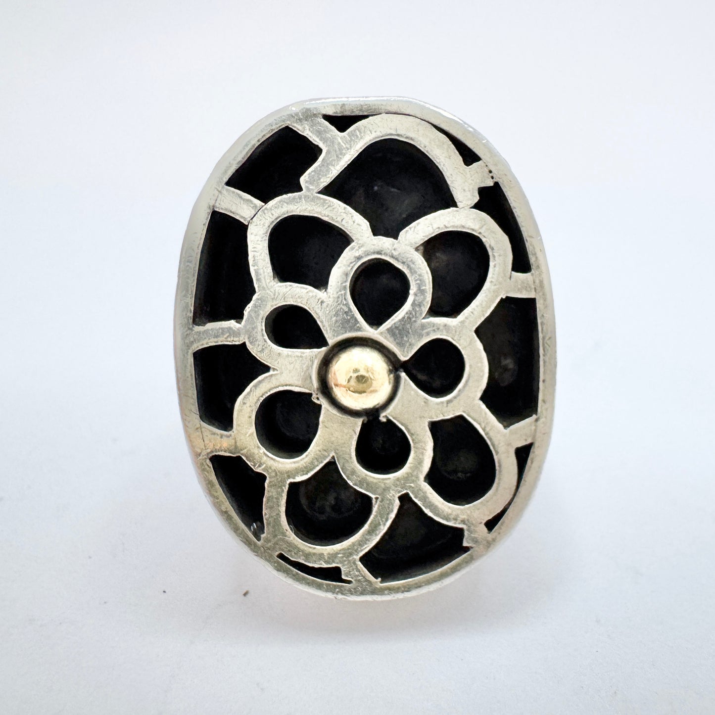 Ulla Holm for KI Johansson, Sweden 1976. Chunky Sterling Silver Ring. Signed.