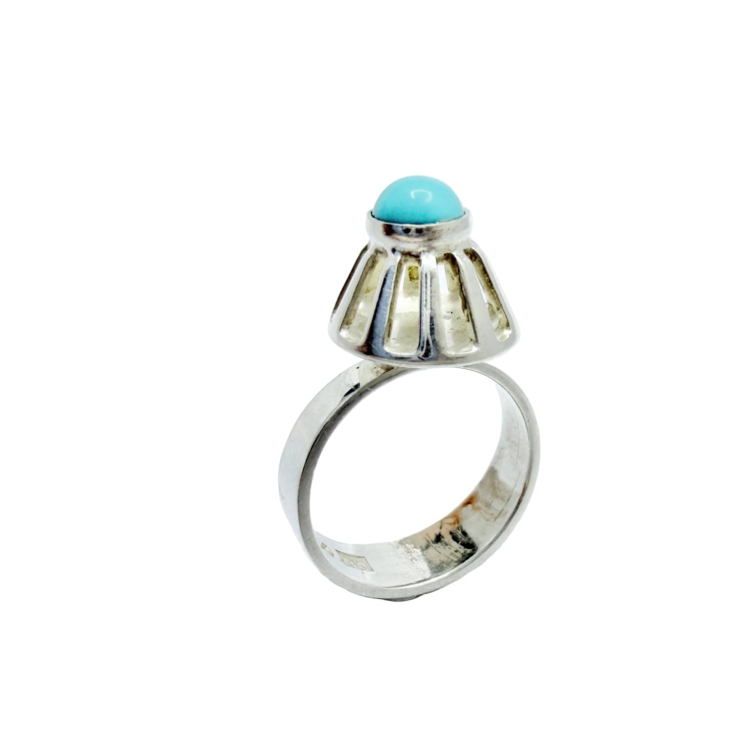 Alton, Sweden 1967. Vintage Sterling Silver Turquoise Ring.