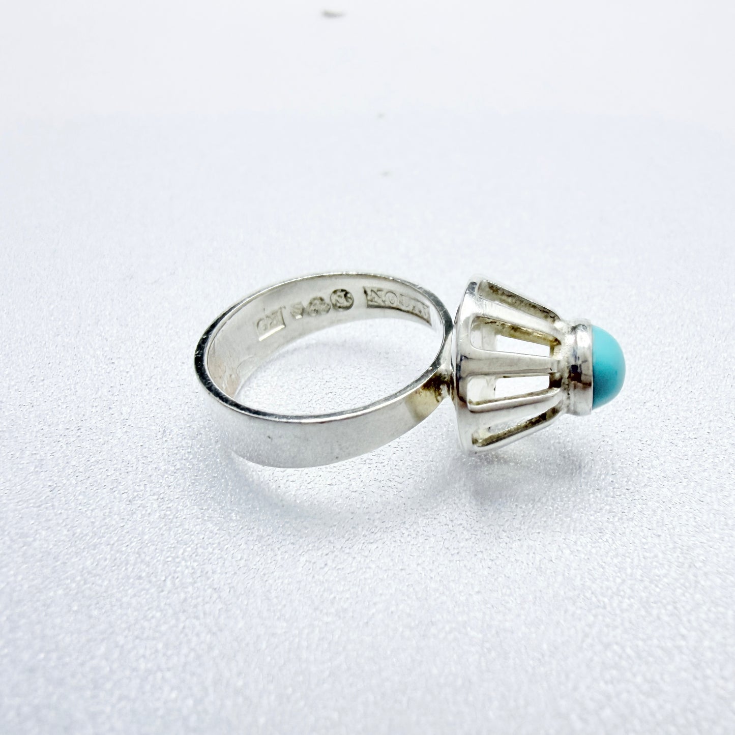 Alton, Sweden 1967. Vintage Sterling Silver Turquoise Ring.