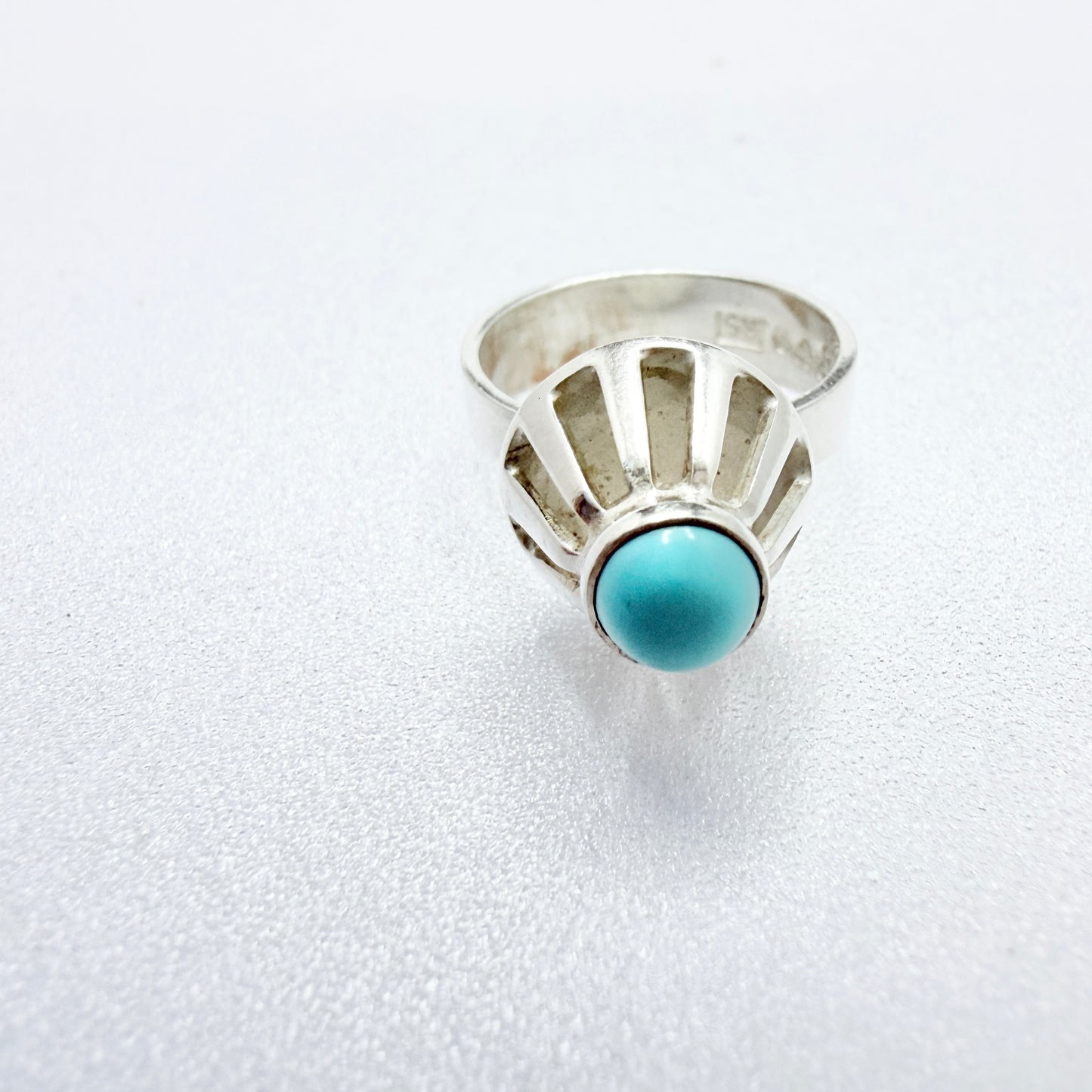 Alton, Sweden 1967. Vintage Sterling Silver Turquoise Ring.