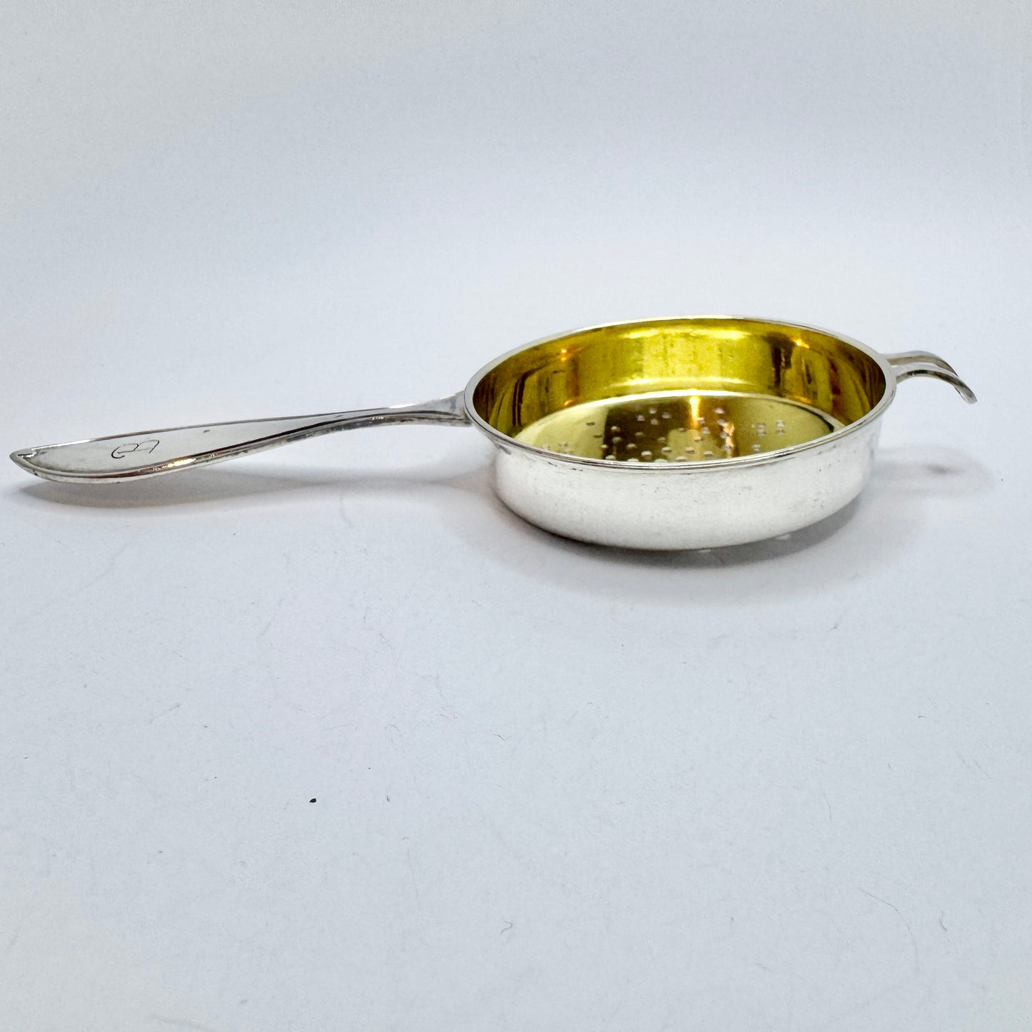 GAB, Sweden 1927. Art Deco Sterling Silver Tea Strainer.