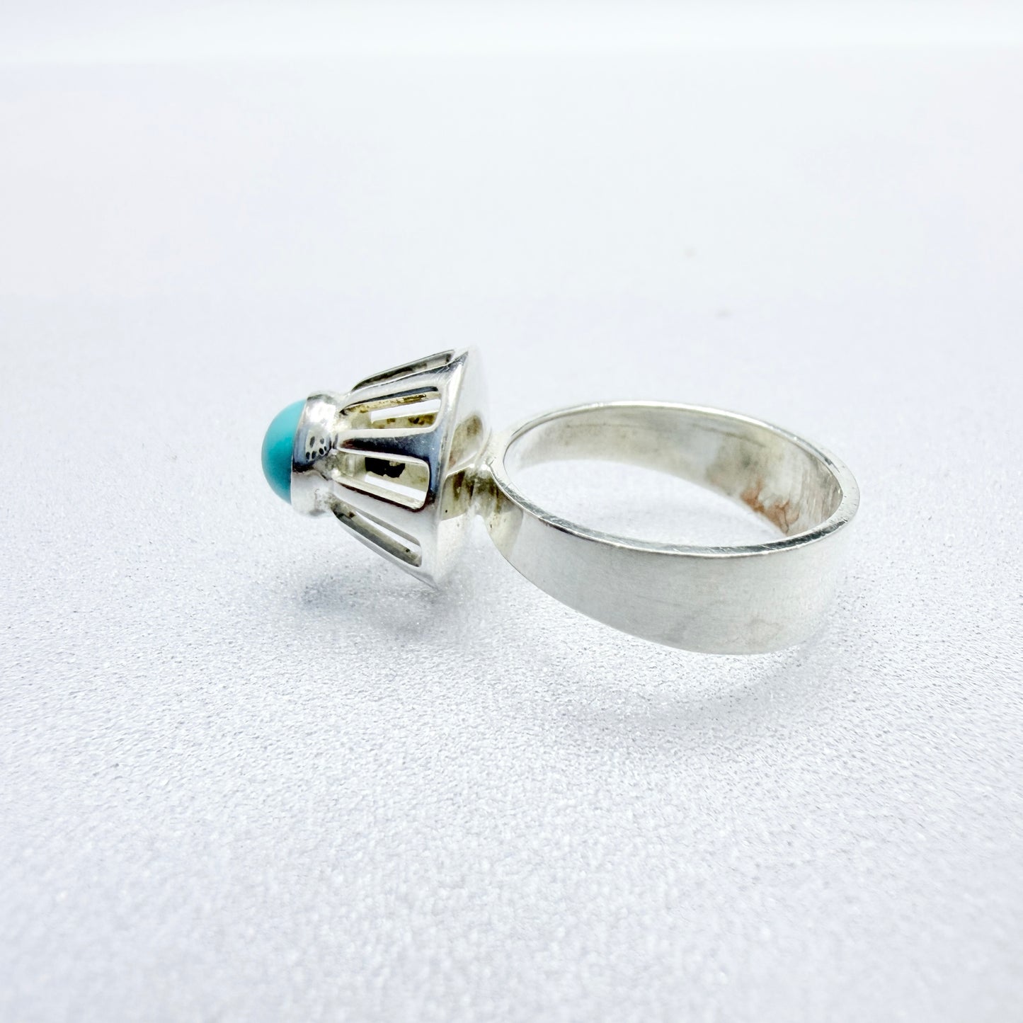 Alton, Sweden 1967. Vintage Sterling Silver Turquoise Ring.
