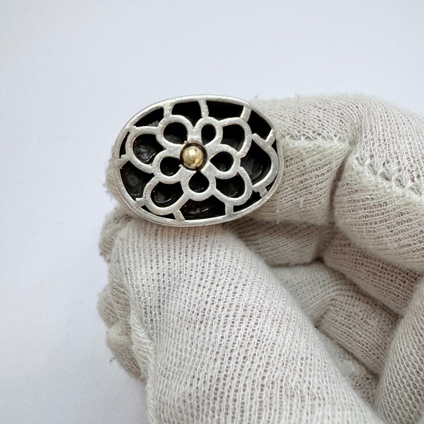 Ulla Holm for KI Johansson, Sweden 1976. Chunky Sterling Silver Ring. Signed.