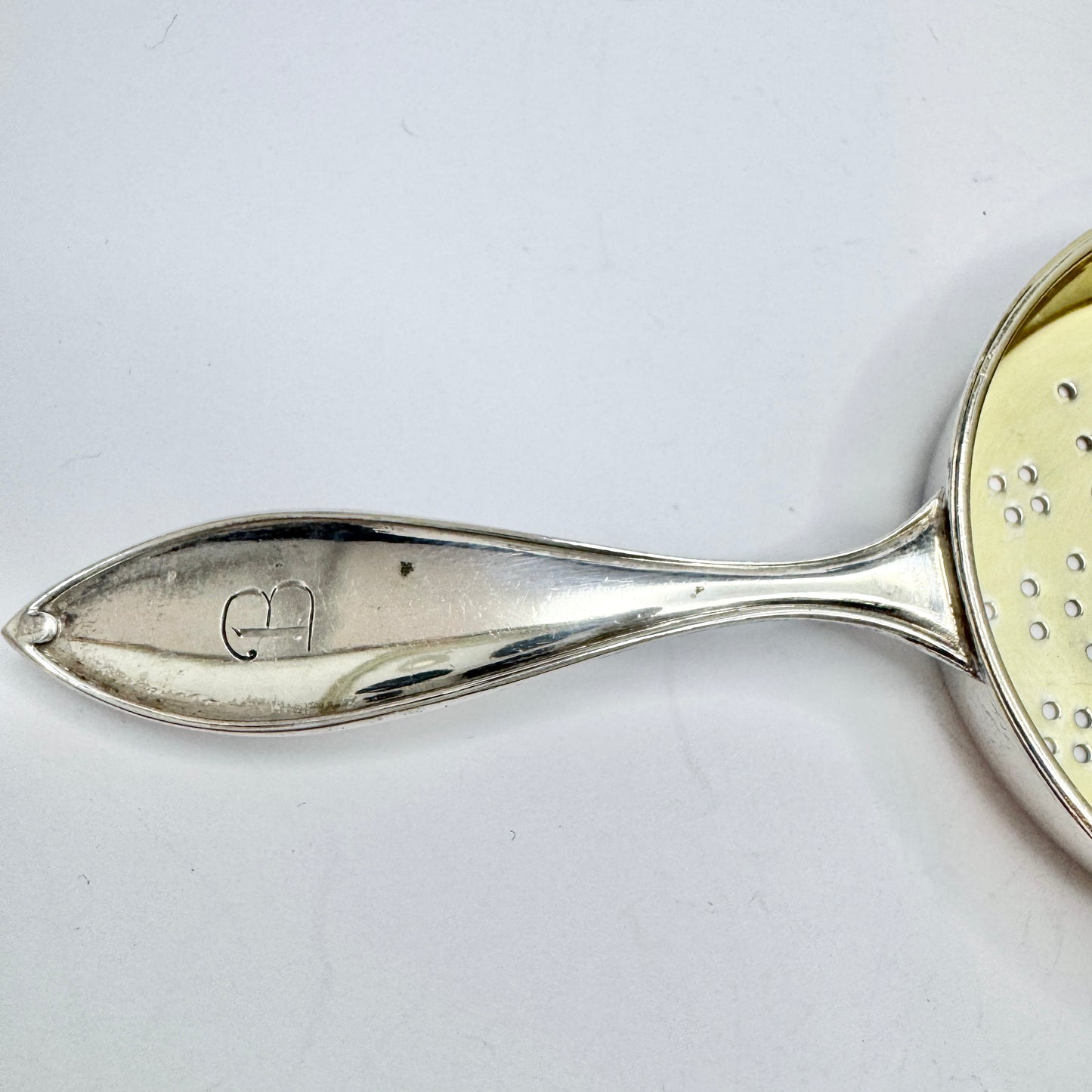 GAB, Sweden 1927. Art Deco Sterling Silver Tea Strainer.