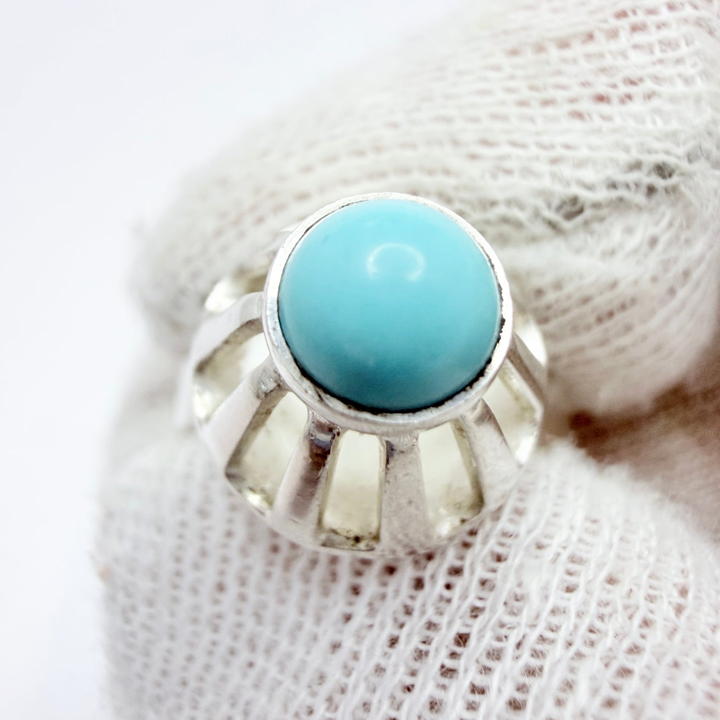 Alton, Sweden 1967. Vintage Sterling Silver Turquoise Ring.