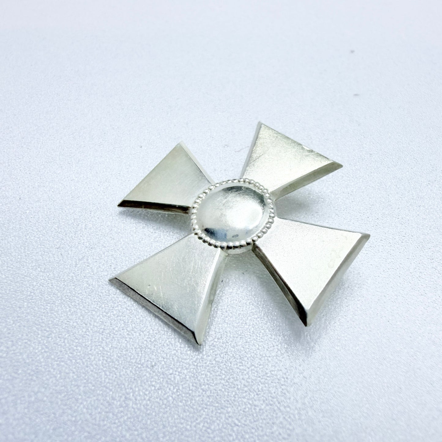 K & E Carlson, Sweden 1945. Vintage WWII-era Solid Silver Nurse Badge Brooch.