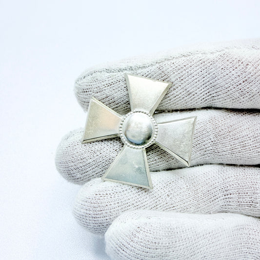 K & E Carlson, Sweden 1945. Vintage WWII-era Solid Silver Nurse Badge Brooch.