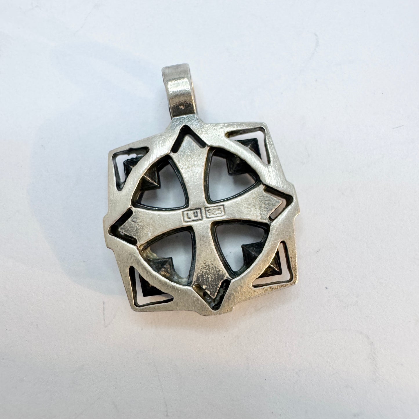 LU, Finland. Vintage Sterling Silver Cross Pendant.