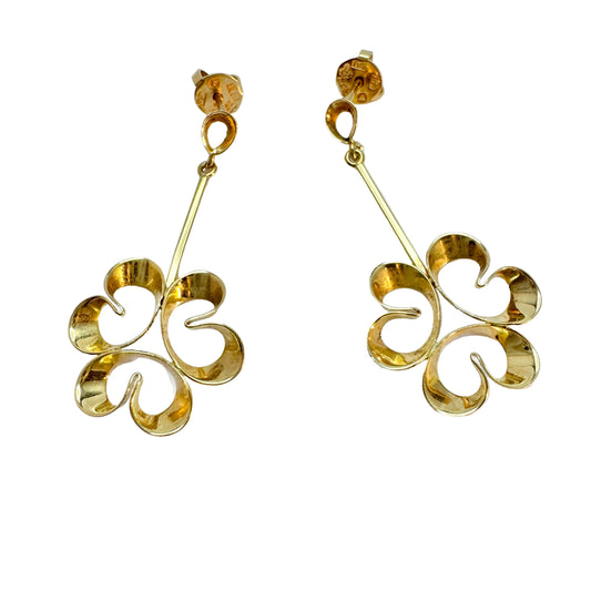 KE Palmberg for ALTON, Sweden 1970. Vintage 18k Gold Dangle Earrings.