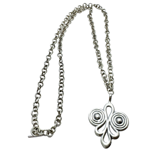 Kultakeskus, Finland 1943. Rare WW2 Era Solid Silver Pendant Necklace.