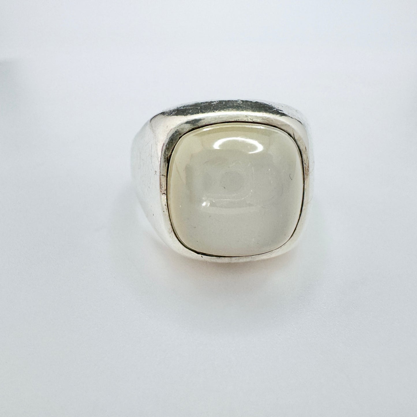 B Roos, Sweden 1957. Vintage Sterling Silver Chalcedony Ring.