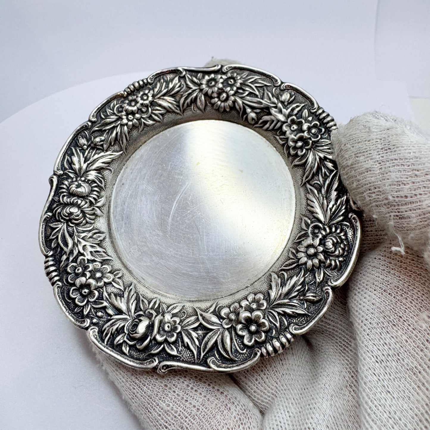 S. Kirk & Son, USA. Antique Sterling Silver Trinket Tray Dish.