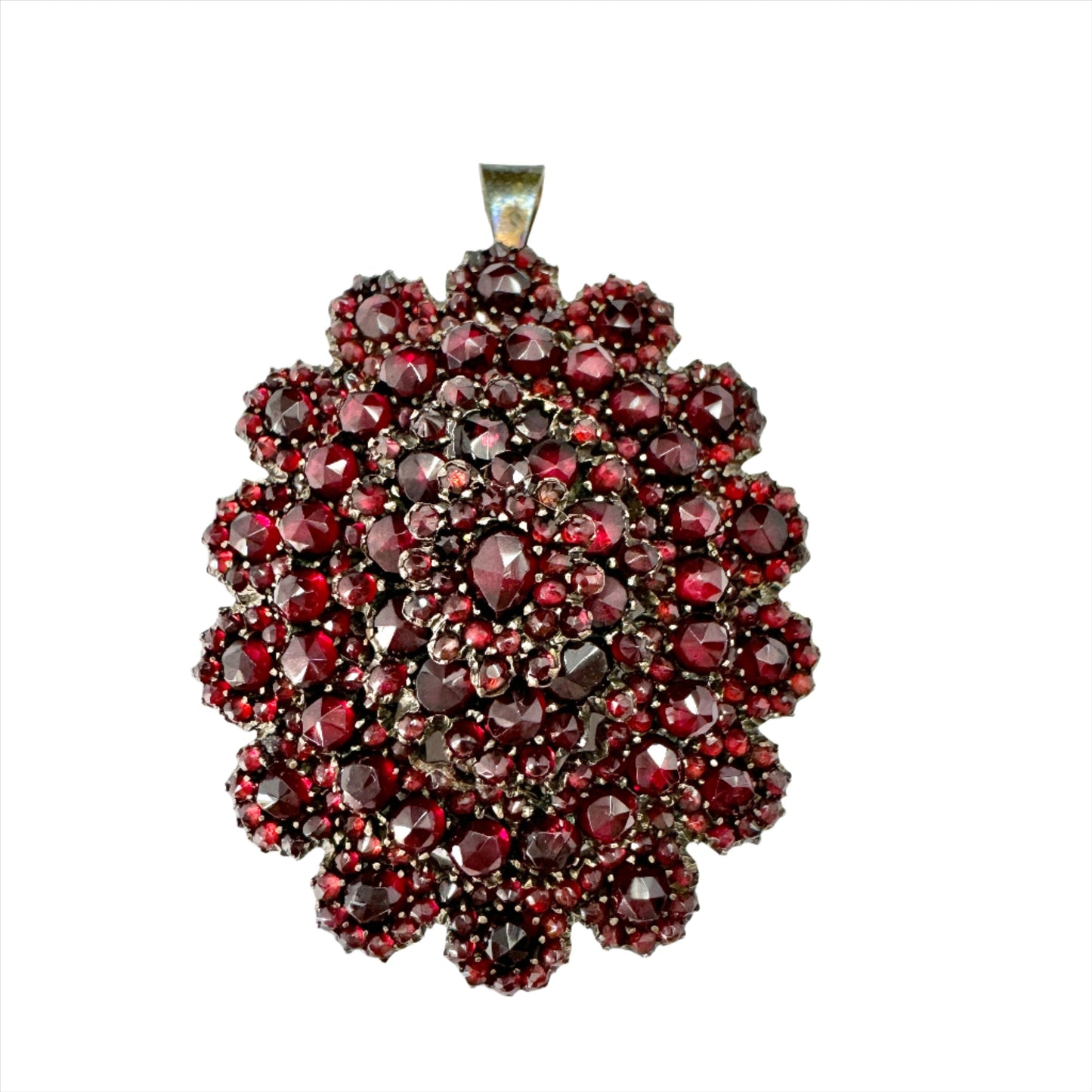 Antique Victorian Bohemian Garnet Gilt Metal Locket Pendant.