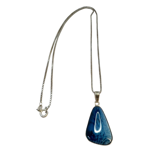 Sweden c 1970s. Vintage Sterling Silver Bergslagen-stone Pendant Necklace.
