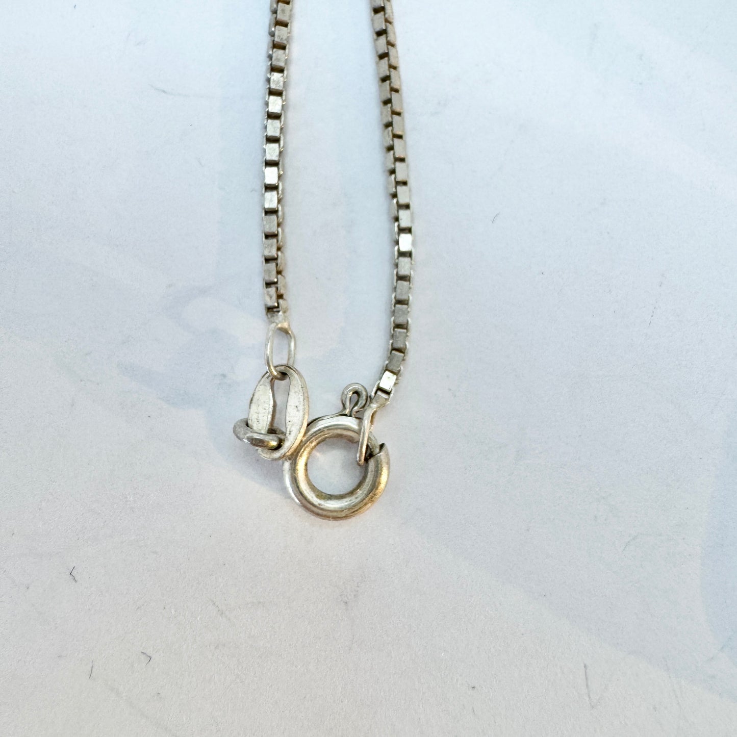 Sweden c 1970s. Vintage Sterling Silver Bergslagen-stone Pendant Necklace.