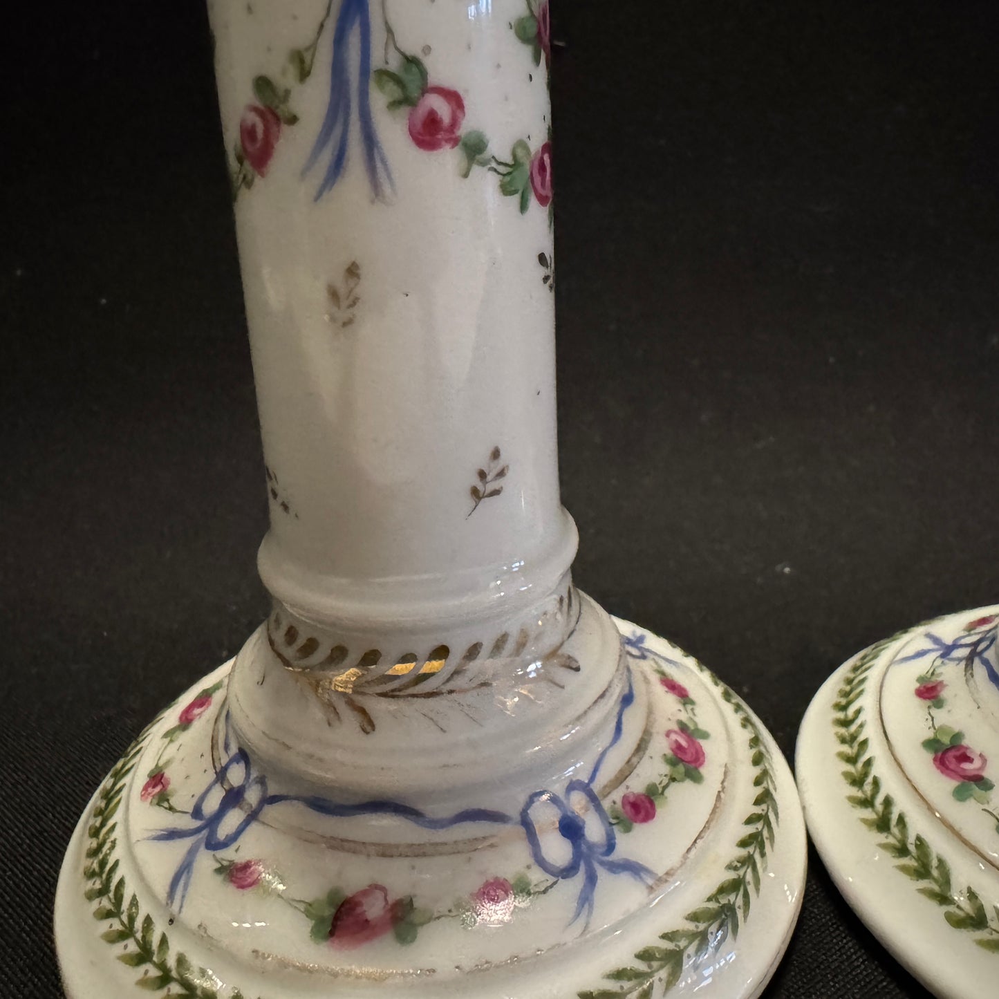 France, ca 1900. Antique Pair of Porcelain Candlesticks