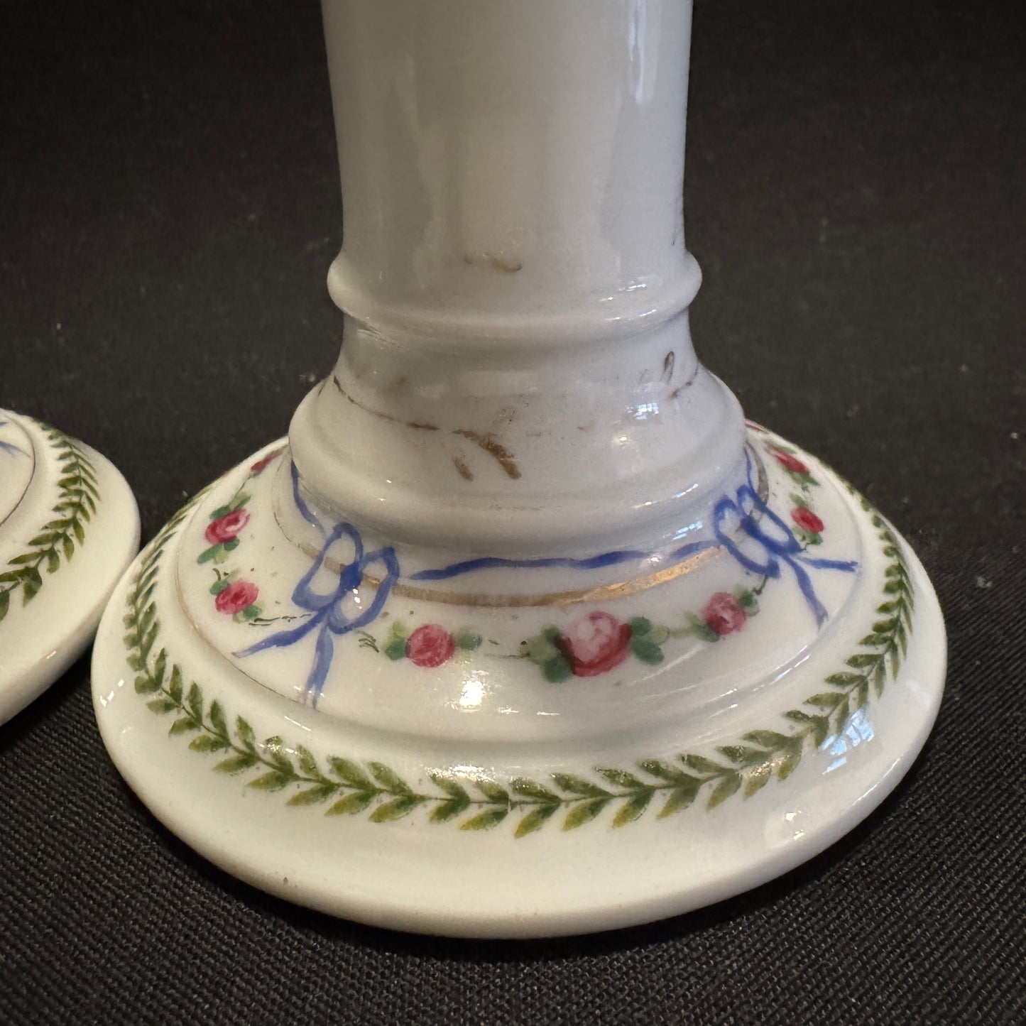 France, ca 1900. Antique Pair of Porcelain Candlesticks