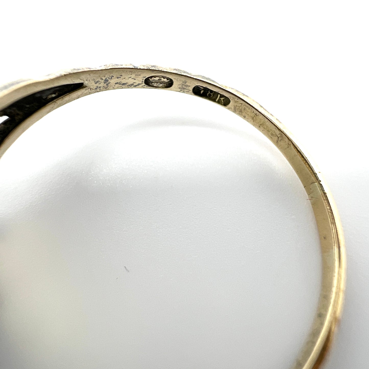 Sweden. Antique Victorian 18k Gold Silver Paste Stone Ring.