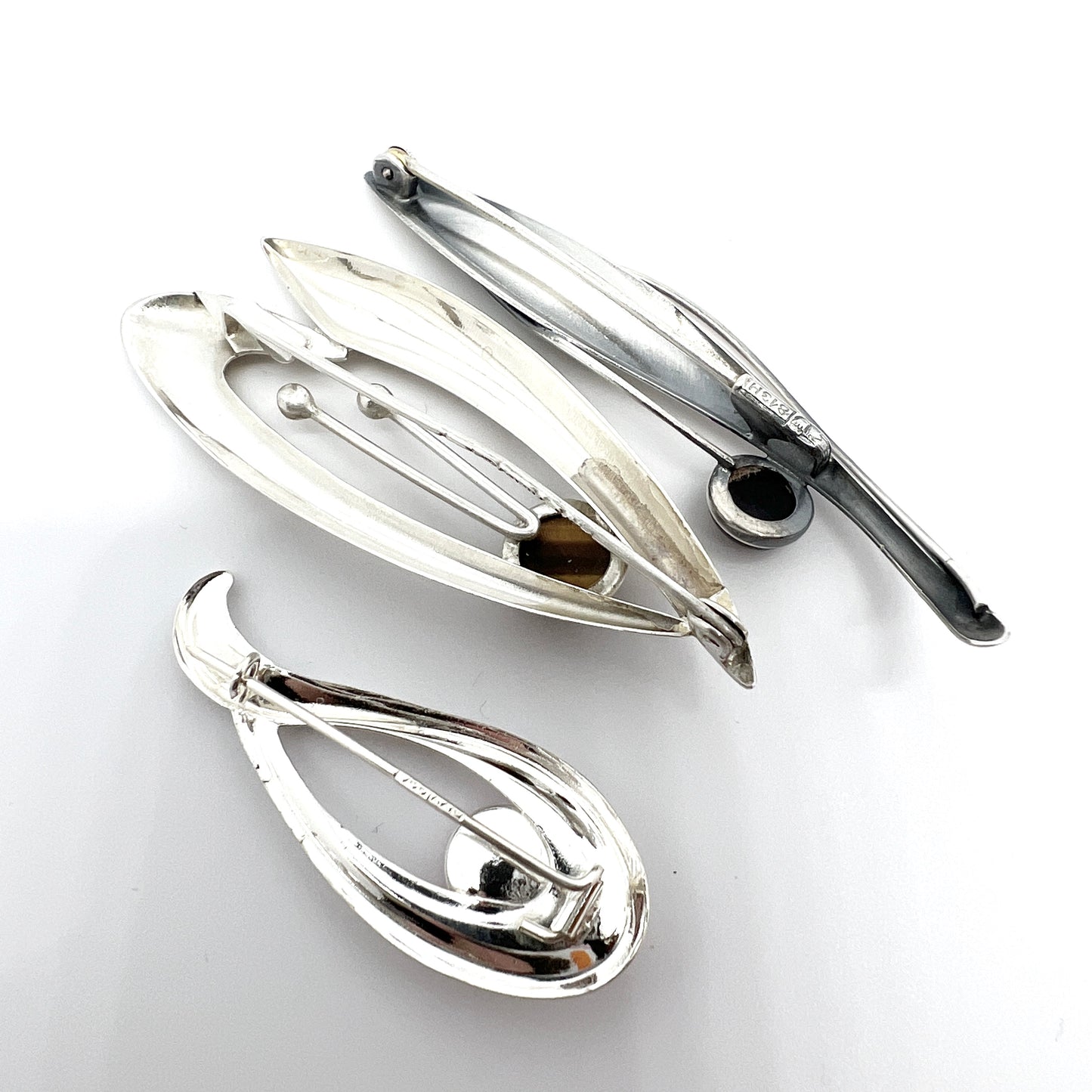 Finland 1960s. 3 Vintage Solid Silver Brooches. Elis Kauppi, Salovaara