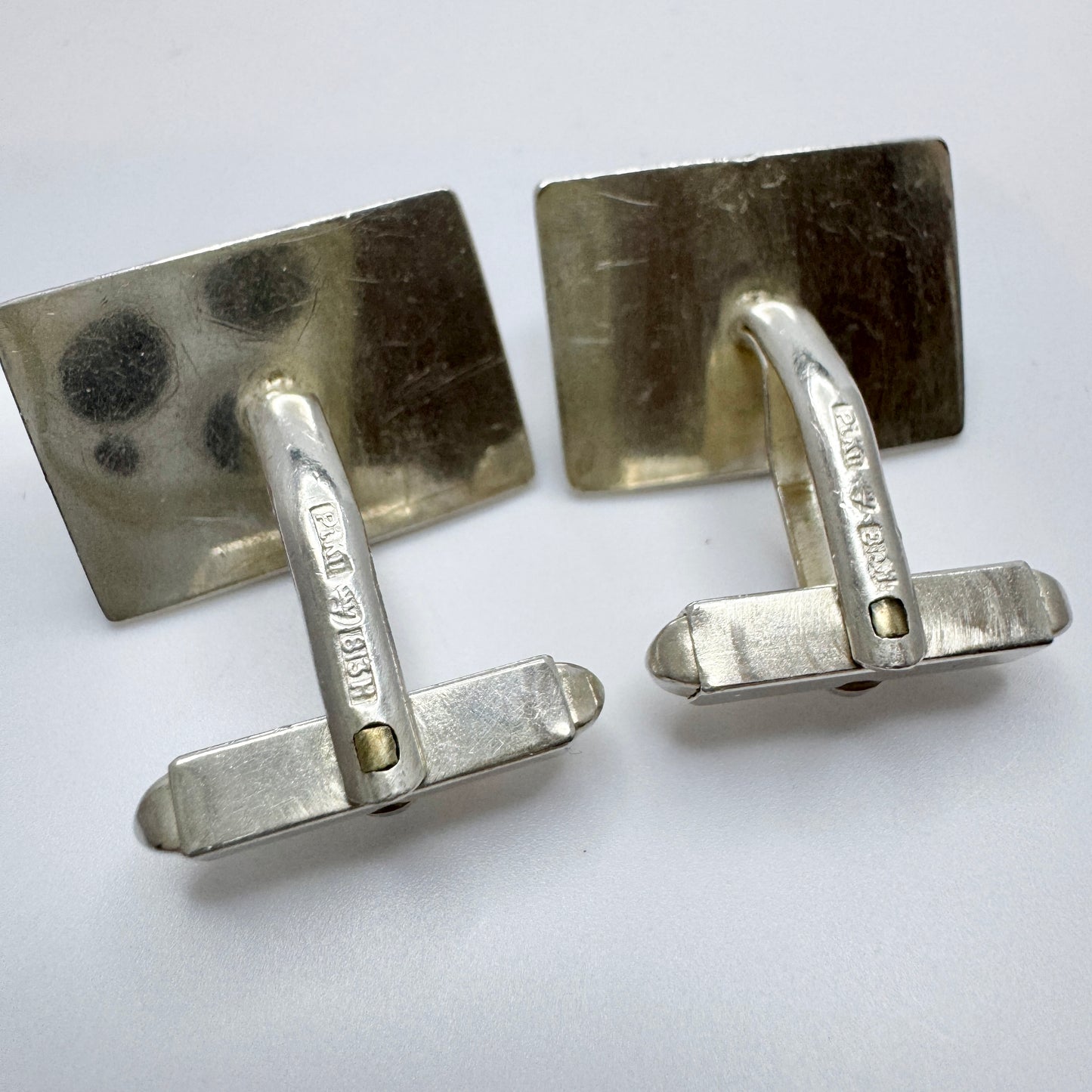 PiKu, Finland 1970s. Large Vintage Solid Silver Sodalite Cufflinks.